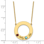 14K Yellow Gold 2 Name and Birthstone w/ 14K Bezel Cut Out Circle Necklace view