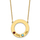14K Yellow Gold 2 Name and Birthstone w/ 14K Bezel Cut Out Circle Necklace