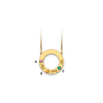 14K Yellow Gold 3 Name and Birthstone w/ 14K Bezel Cut Out Circle Necklace view