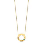 14K Yellow Gold 3 Name and Birthstone w/ 14K Bezel Cut Out Circle Necklace view