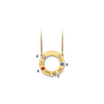 14K Yellow Gold 4 Name and Birthstone w/ 14K Bezel Cut Out Circle Necklace view