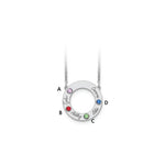14K White Gold 4 Name & Birthstone w/ 14K Rhodium Plated Bezel Circle Necklace view