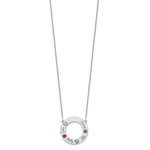 14K White Gold 4 Name & Birthstone w/ 14K Rhodium Plated Bezel Circle Necklace view