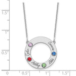 14K White Gold 4 Name & Birthstone w/ 14K Rhodium Plated Bezel Circle Necklace view