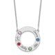 14K White Gold 4 Name & Birthstone w/ 14K Rhodium Plated Bezel Circle Necklace