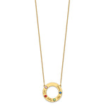 14K Yellow Gold 4 Name and Birthstone w/ 14K Bezel Cut Out Circle Necklace view
