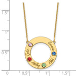 14K Yellow Gold 4 Name and Birthstone w/ 14K Bezel Cut Out Circle Necklace view