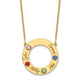 14K Yellow Gold 4 Name and Birthstone w/ 14K Bezel Cut Out Circle Necklace