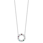 14K White Gold 5 Name & Birthstone w/ 18K Rhodium Plated Bezel Circle Necklace view