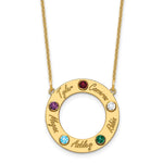 14K Yellow Gold 5 Name and Birthstone w/ 14K Bezel Cut Out Necklace view