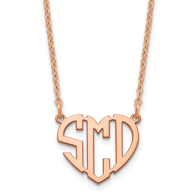Sterling Silver/Rose-plated Heart Monogram Necklace