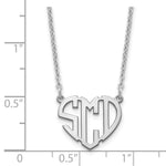 Sterling Silver/Rhodium-plated Heart Monogram Necklace view 3
