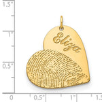 14K Yellow Gold Name and Fingerprint Heart Charm view