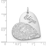 14K White Gold Name and Fingerprint Heart Charm view