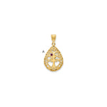 14K Yellow Gold 1 Birthstone Tree of Life Tear Drop Pendant view 4