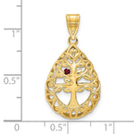 10K Yellow Gold 1 Birthstone Tree of Life Tear Drop Pendant view 3