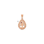 14K Rose Gold 1 Birthstone Tree of Life Tear Drop Pendant view 3