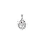 10K White Gold 1 Birthstone Tree of Life Tear Drop Pendant view 4