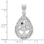 14K White Gold 1 Birthstone Tree of Life Tear Drop Pendant view 3