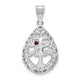 14K White Gold 1 Birthstone Tree of Life Tear Drop Pendant