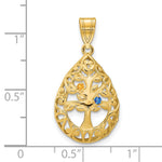 10K Yellow Gold 2 Birthstone Tree of Life Tear Drop Pendant view 3