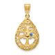 14K Yellow Gold 2 Birthstone Tree of Life Tear Drop Pendant
