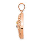 14K rose Gold 2 Birthstone Tree of Life Tear Drop Pendant view 2