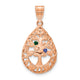 14K rose Gold 2 Birthstone Tree of Life Tear Drop Pendant