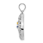 14K White Gold 2 Birthstone Tree of Life Tear Drop Pendant view 2