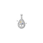 10K White Gold 2 Birthstone Tree of Life Tear Drop Pendant view 4