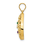 14K Yellow Gold 3 Birthstone Tree of Life Tear Drop Pendant view 2