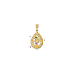 14K Yellow Gold 3 Birthstone Tree of Life Tear Drop Pendant view 4