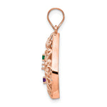 10K Rose Gold 3 Birthstone Tree of Life Tear Drop Pendant view