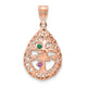 14K rose Gold 3 Birthstone Tree of Life Tear Drop Pendant