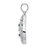 10K White Gold 3 Birthstone Tree of Life Tear Drop Pendant view 2
