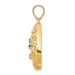 14K Yellow Gold 4 Birthstone Tree of Life Tear Drop Pendant view 2