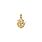 10K Yellow Gold 4 Birthstone Tree of Life Tear Drop Pendant view 4