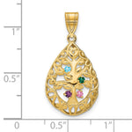 14K Yellow Gold 4 Birthstone Tree of Life Tear Drop Pendant view 3