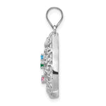 10K White Gold 4 Birthstone Tree of Life Tear Drop Pendant view 2