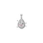 10K White Gold 4 Birthstone Tree of Life Tear Drop Pendant view 4