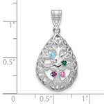 14K White Gold 4 Birthstone Tree of Life Tear Drop Pendant view 3