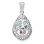 14K White Gold 4 Birthstone Tree of Life Tear Drop Pendant view 1