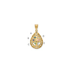 14K Yellow Gold 5 Birthstone Tree of Life Tear Drop Pendant view 1