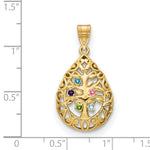 14K Yellow Gold 5 Birthstone Tree of Life Tear Drop Pendant view 4