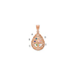 14K rose Gold 5 Birthstone Tree of Life Tear Drop Pendant view 1