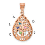10K Rose Gold 5 Birthstone Tree of Life Tear Drop Pendant view