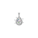 10K White Gold 5 Birthstone Tree of Life Tear Drop Pendant view 1