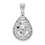 14K White Gold 5 Birthstone Tree of Life Tear Drop Pendant view 2