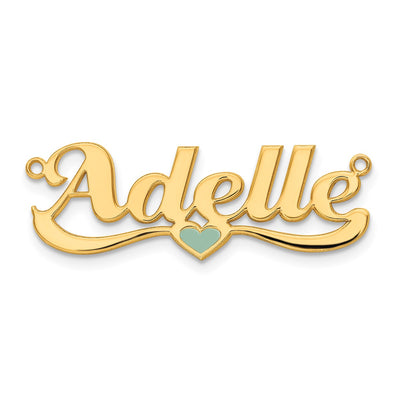 Sterling Silver/Rose-plated Epoxy Heart Name Plate