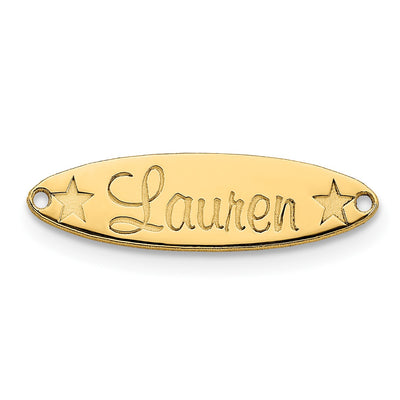 10K White Gold Oval with Stars Name Plate
